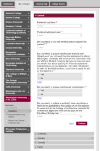 WashU Common App Questions