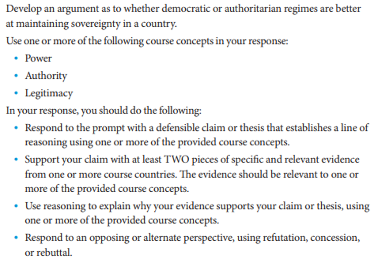 ap comparative government sample question