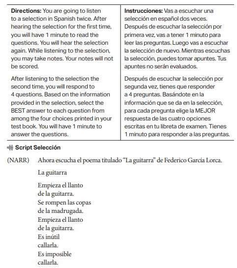 ap spanish lit sample question