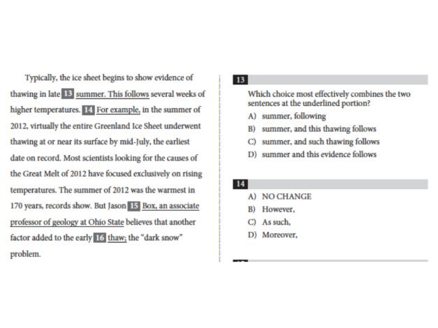 College Board SAT Writing and Language Practice Exam Excerpt
